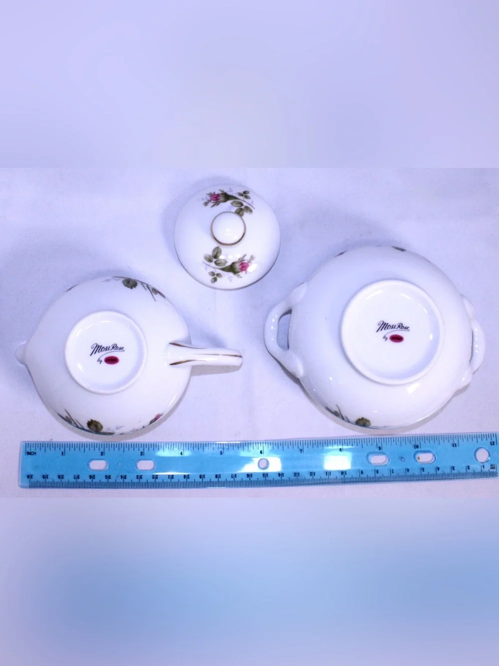 Vintage Sango Japan Moss Rose Porcelain Creamer and Lidded Sugar Set - Gold Trim